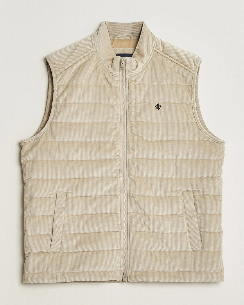 Morris Teddy Quilted Corduroy Vest Khaki – Beige