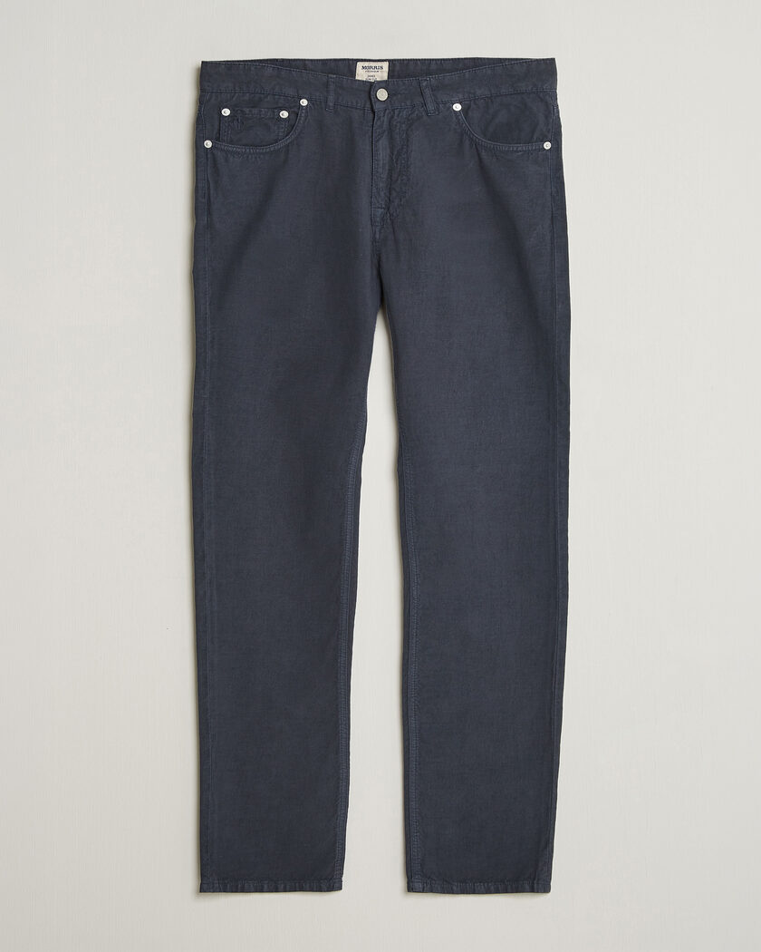 Morris James Washed Linen 5-Pocket Pants Dark Blue – Blue