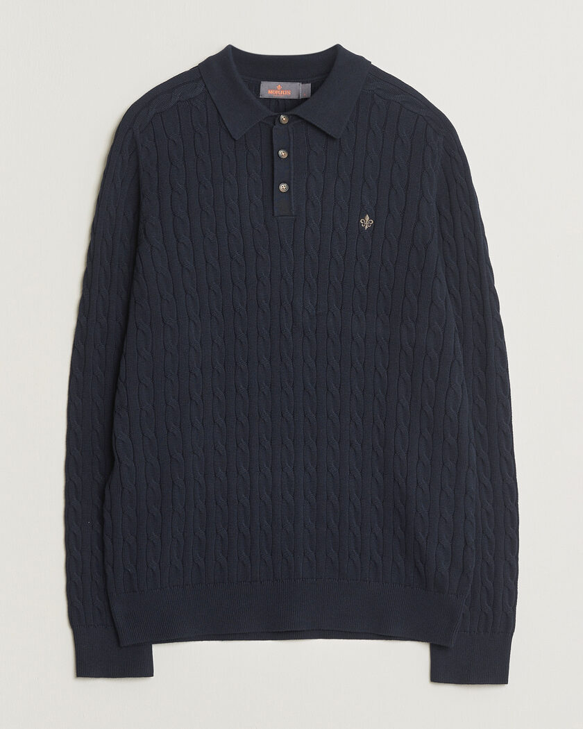 Morris Lancaster Cable Polo Navy – Blue