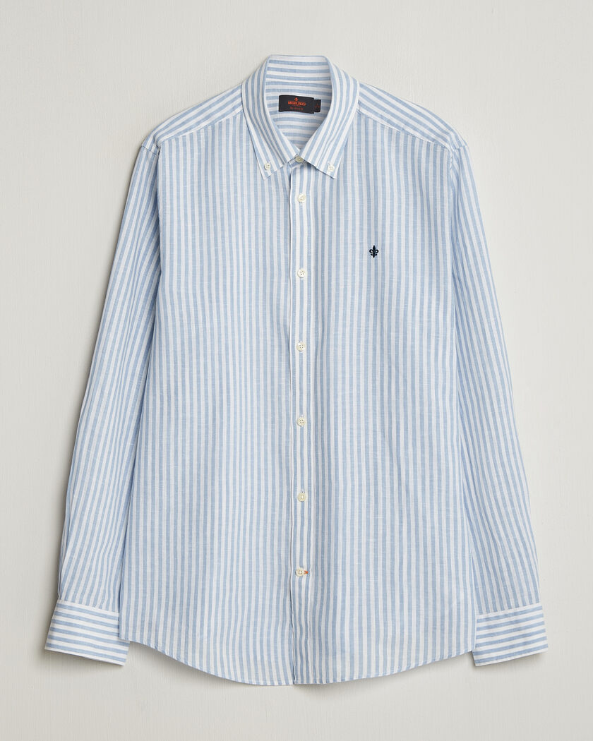 Morris Happy Linen Stripe Shirt Light Blue at CareOfCarl.com
