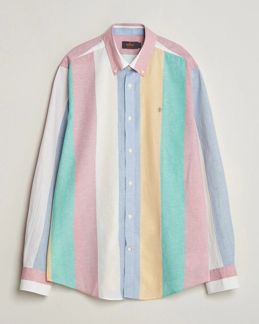 Morris Happy Striped Linen Shirt Multi – Multi-colour