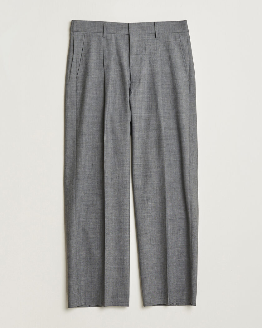 NN07 Kay Summer Wool Drawstring Trousers Light Grey Melange – Grey