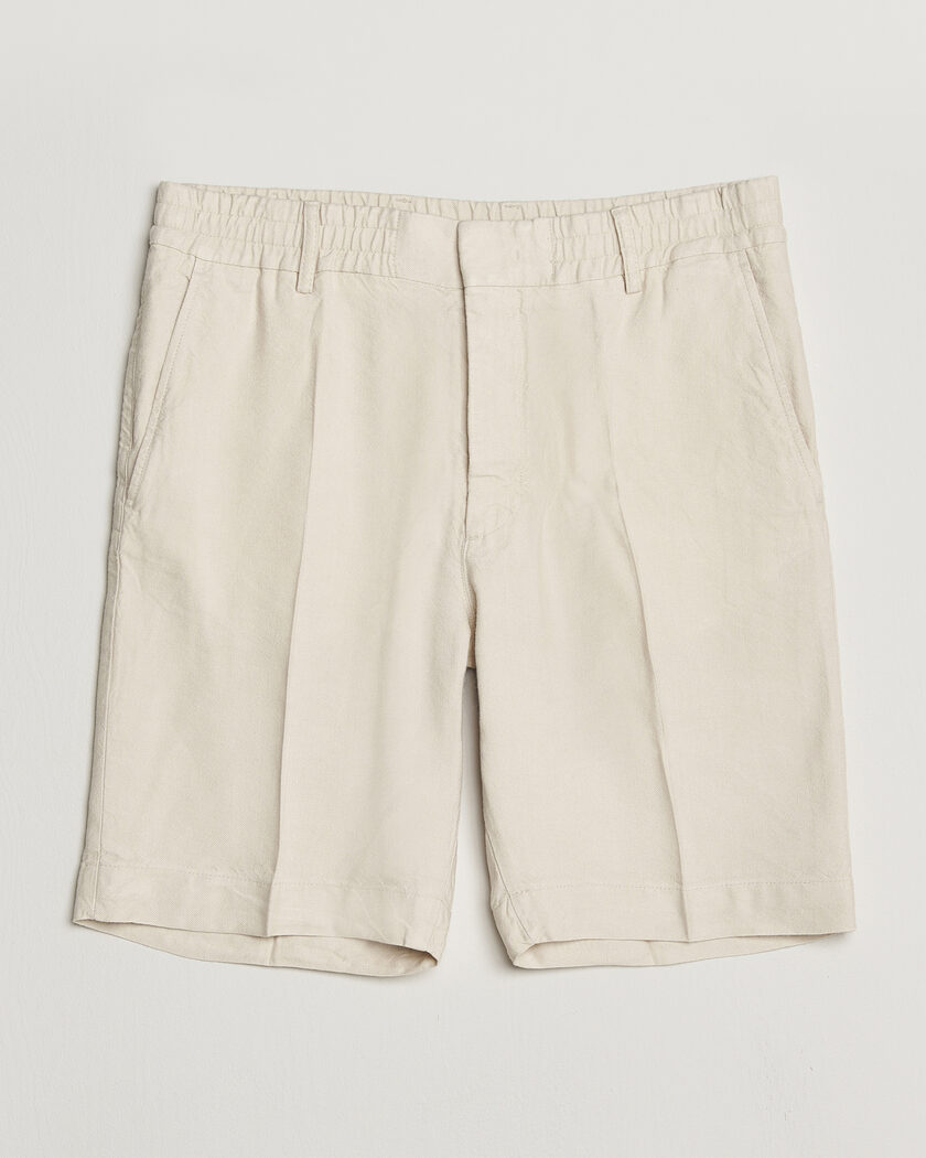 Ralph Lauren Purple Label Silk/Linen Drawstring Shorts Cream at