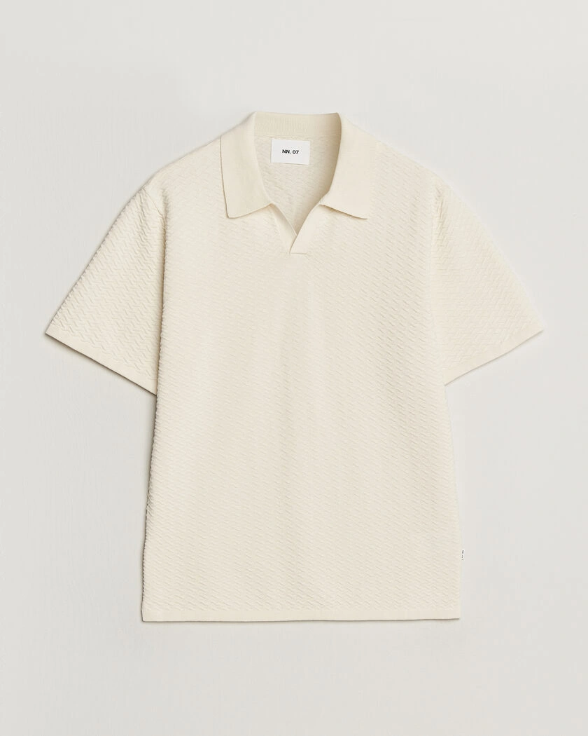 NN07 Paul Structured Knitted Polo Ivory – Beige