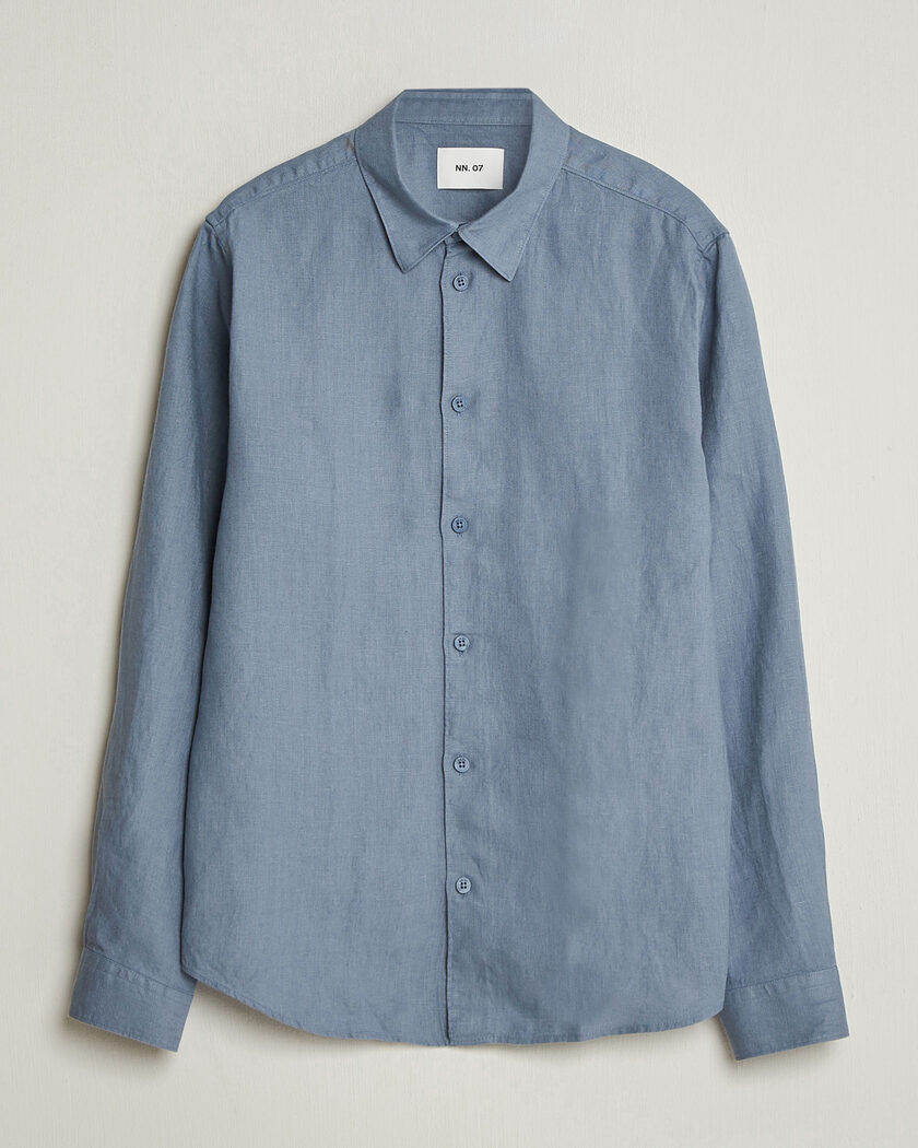 NN07 Enzo Linen Shirt Stone Blue – Blue