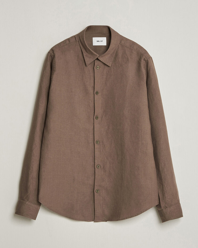 NN07 Enzo Linen Shirt Mable Husk – Green
