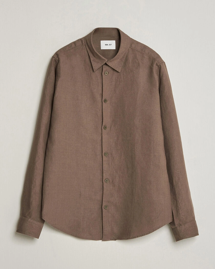 NN07 Enzo Linen Shirt Mable Husk – Green