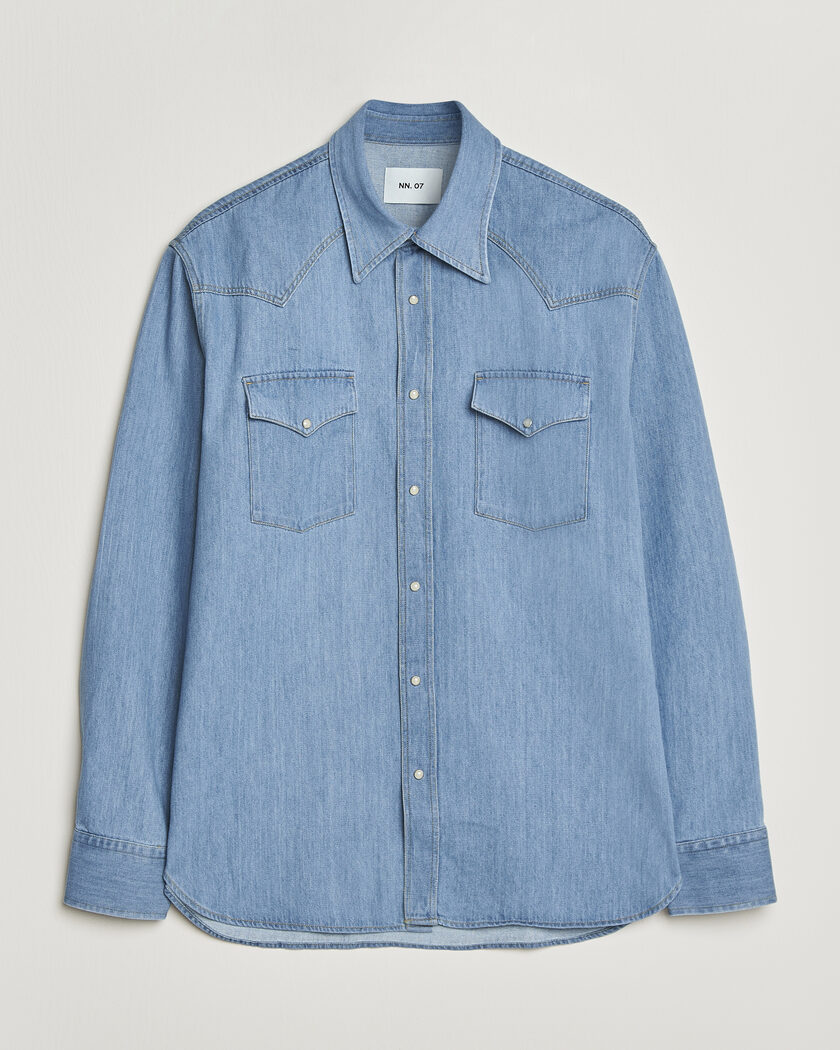 NN07 Ricky Western Denim Shirt Light Indigo – Blue