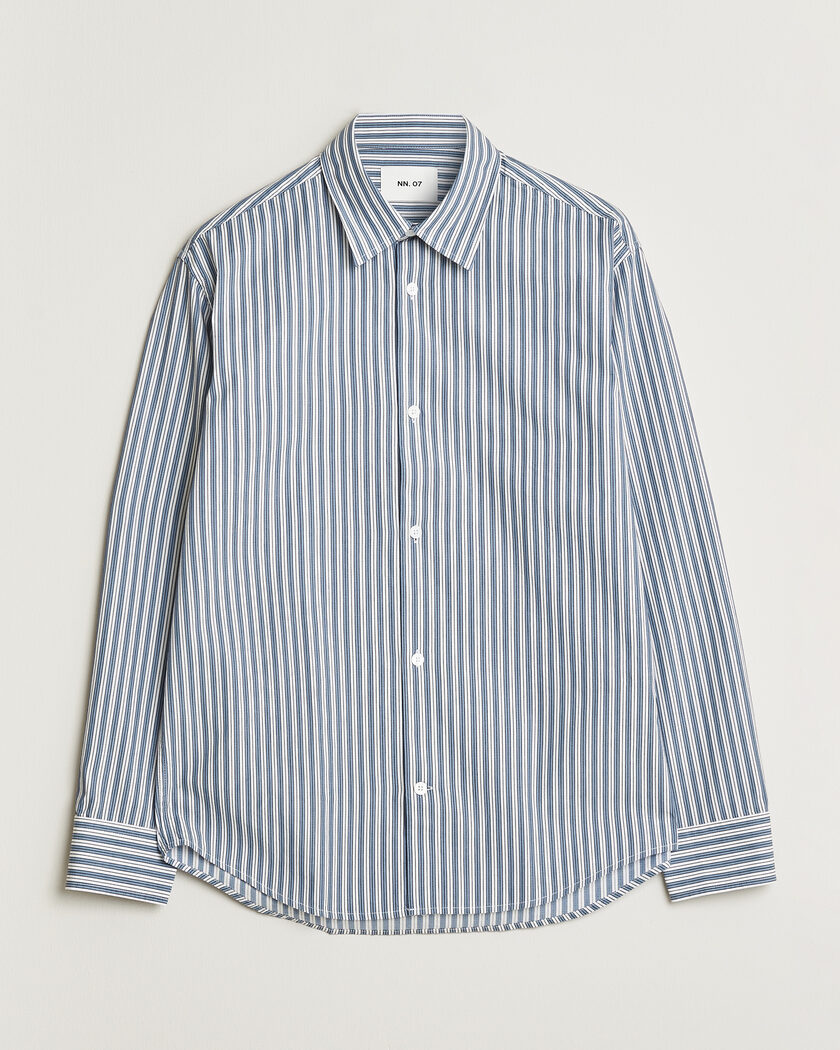 NN07 Freddy Striped Shirt Sea Spray Green – Blue