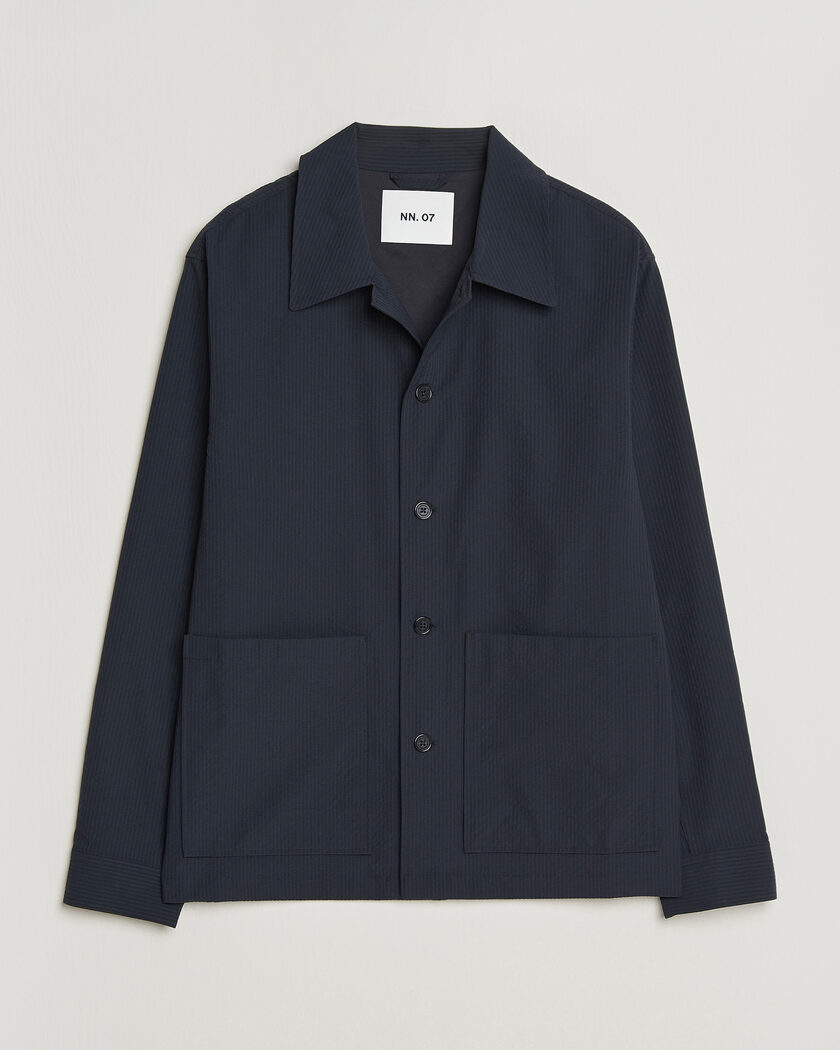 NN07 Blaze Seersucker Overshirt Navy Blue – Blue