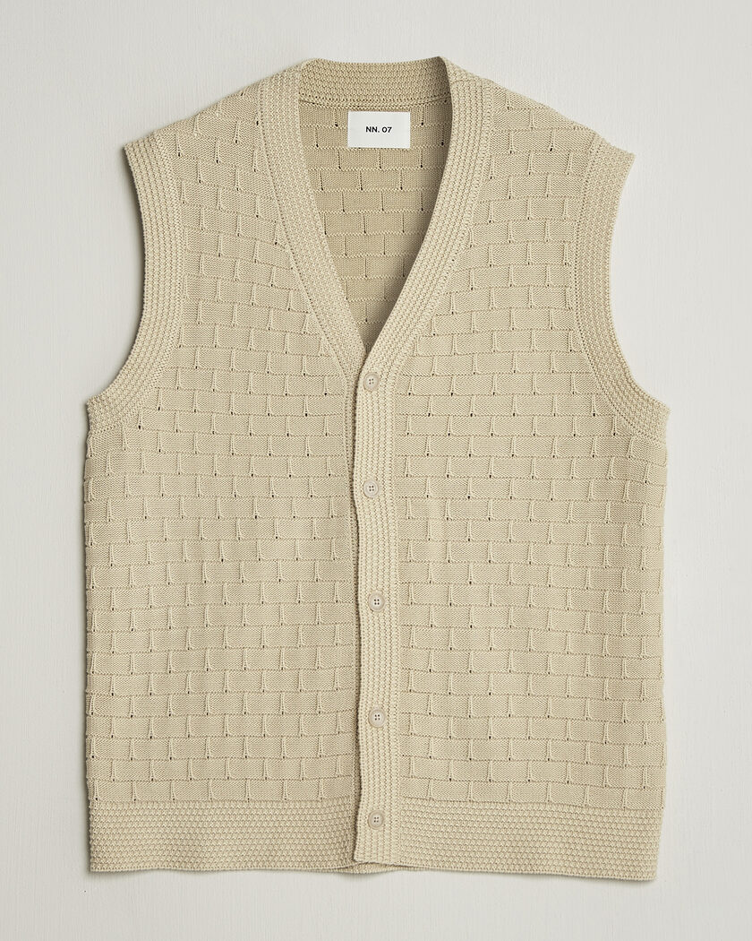 Fred Perry Cable Knitted Tennis Vest Ecru at CareOfCarl.com