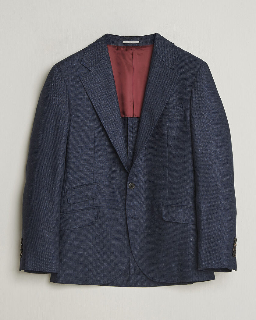 Brunello Cucinelli Linen/Silk Blazer Indigo Blue at CareOfCarl.com