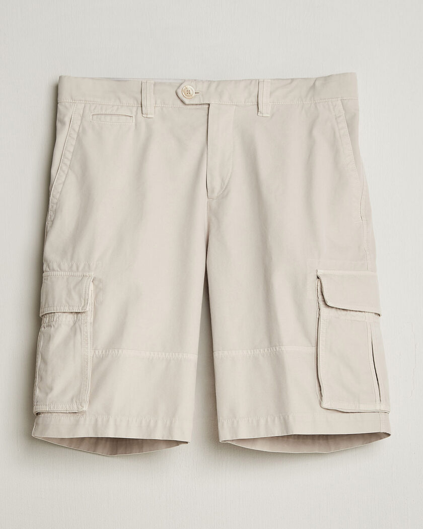 Stone Island Brushed Cotton Canvas Cargo Shorts Sand at CareOfCarl.com