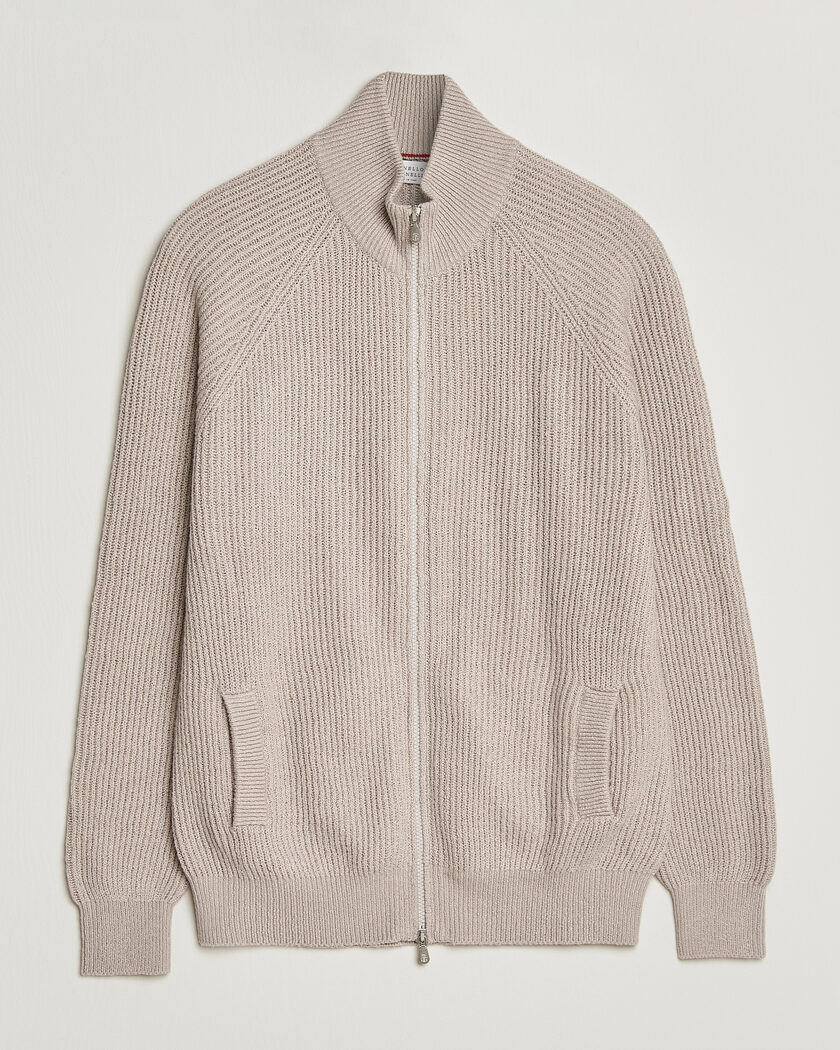 Jil Sander Rib Full Zip Cardigan Porcelain at CareOfCarl.com