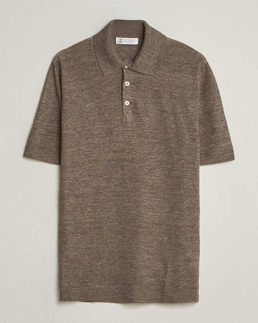 Brunello Cucinelli Linen Knitted Polo Brown – Brown
