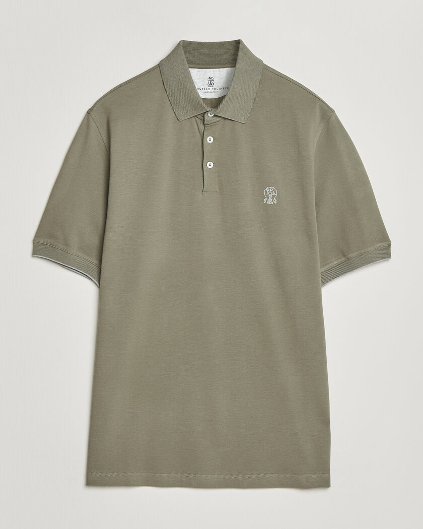 Brunello Cucinelli Short Sleeve Logo Polo Burgundy at CareOfCarl.com