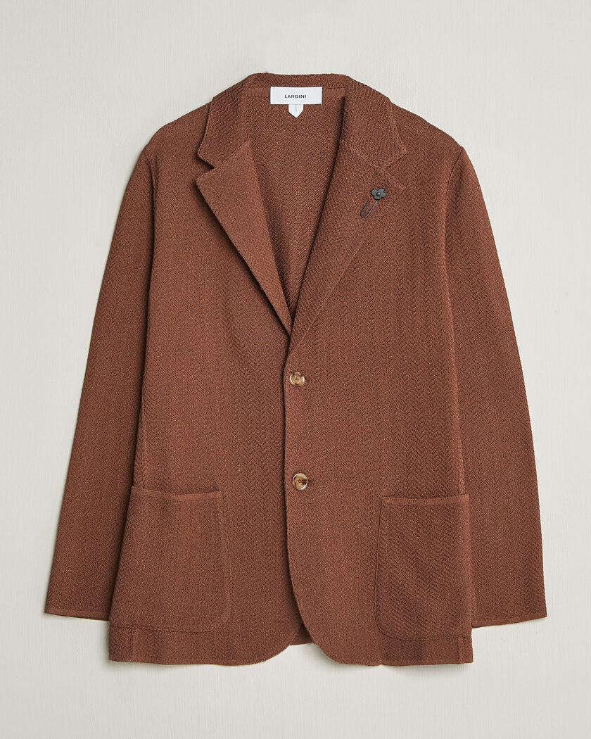 Lardini Knitted Structure Cotton Blazer Navy at CareOfCarl.com