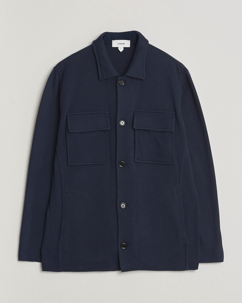 Lardini Knitted Cotton Pocket Shirt Jacket Navy – Blue