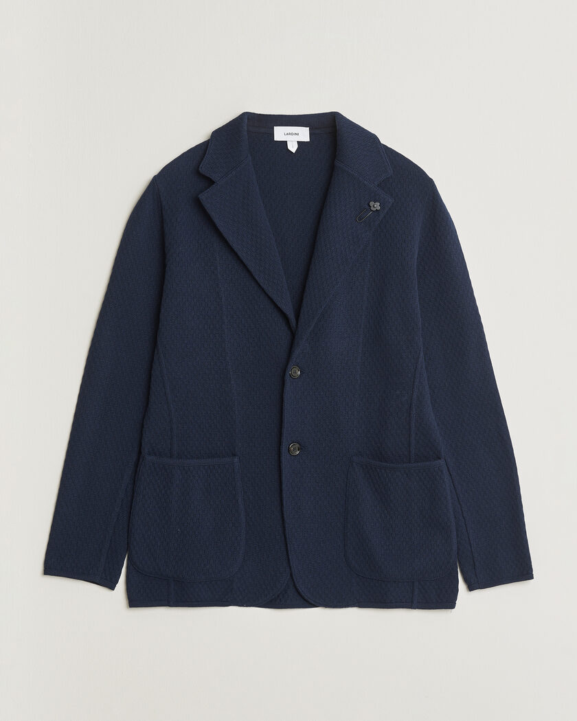 Lardini Knitted Wool Blazer Navy at CareOfCarl.com