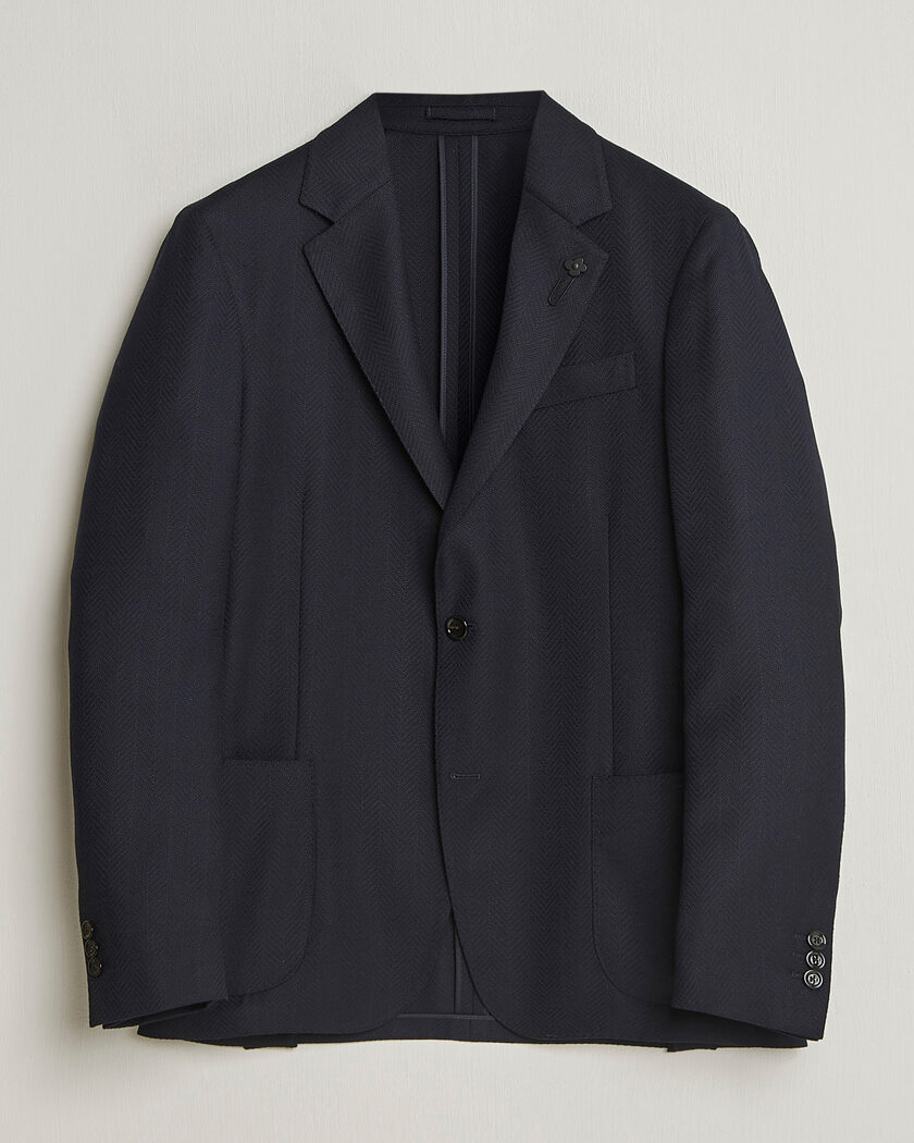 Boglioli K Jacket Wool Hopsack Classic Blazer Navy at CareOfCarl.com