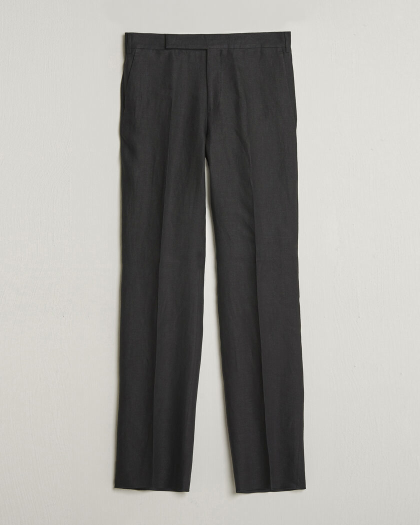Lardini Palu Straight Fit Linen Trousers Black – Black