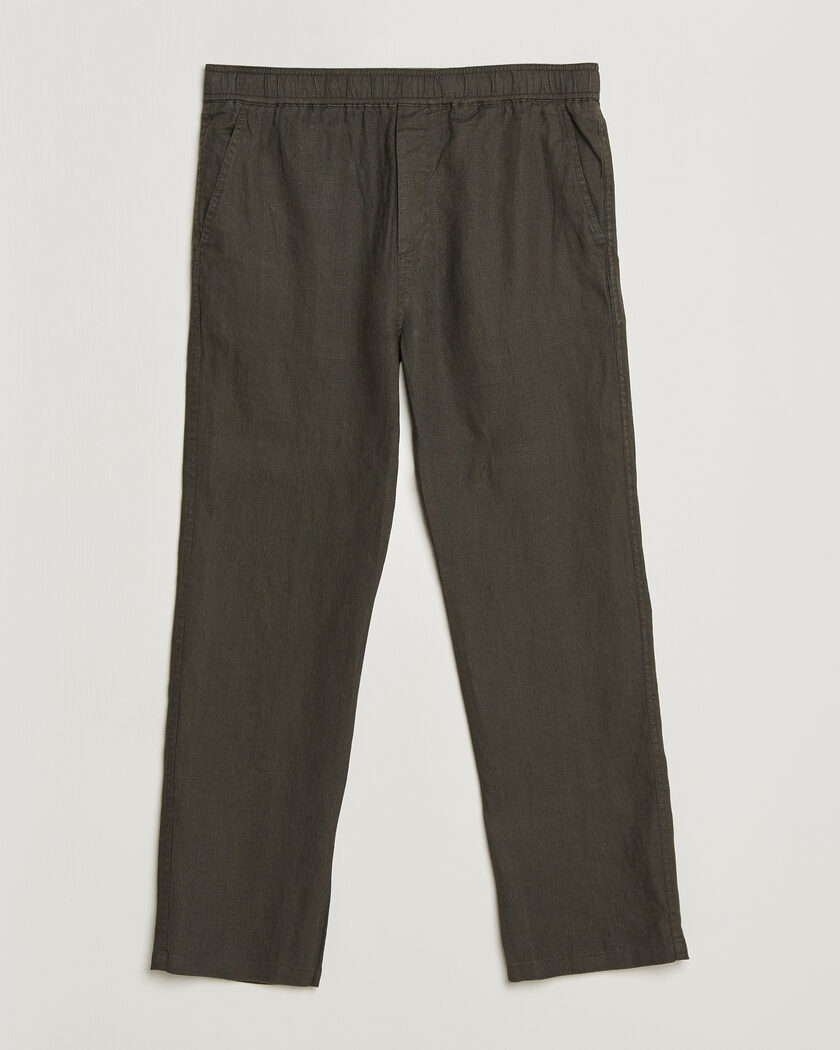 Samsøe Samsøe Jabari Linen Drawstring Trousers Black Olive – Grey