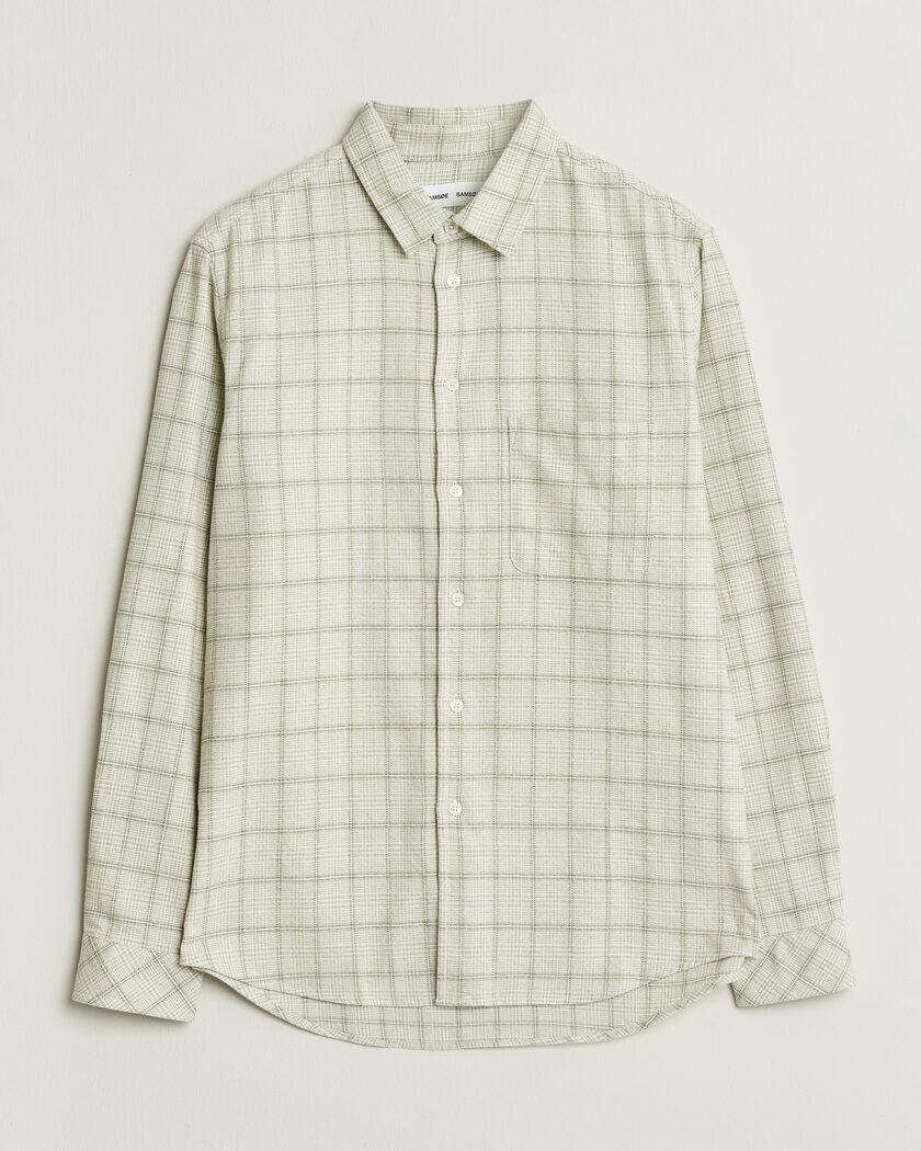 Samsøe Samsøe Liam Checked Cotton Shirt Off White – Green