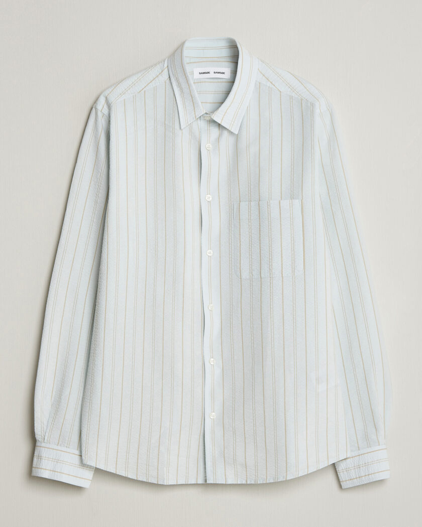 Samsøe Samsøe Ryan Cotton Striped Shirt Skywriting – Blue