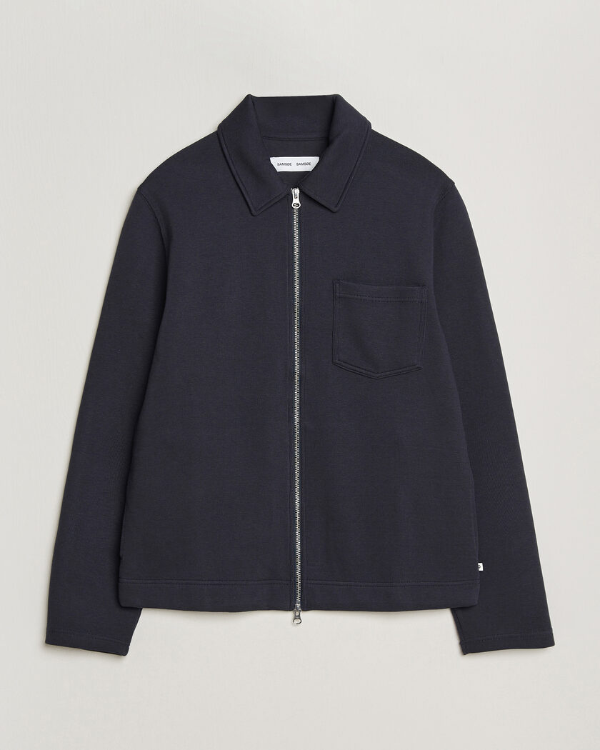 Giorgio Armani Jersey Corduroy Zip Sweater Navy at CareOfCarl.com