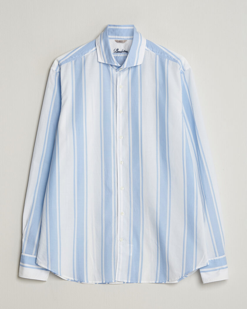  Stenströms Regular Fit Thin Poplin Stripe Shirt Blue – Blue