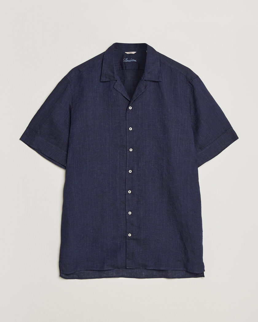 Stenströms Short Sleeve Linen Shirt Navy – Blue