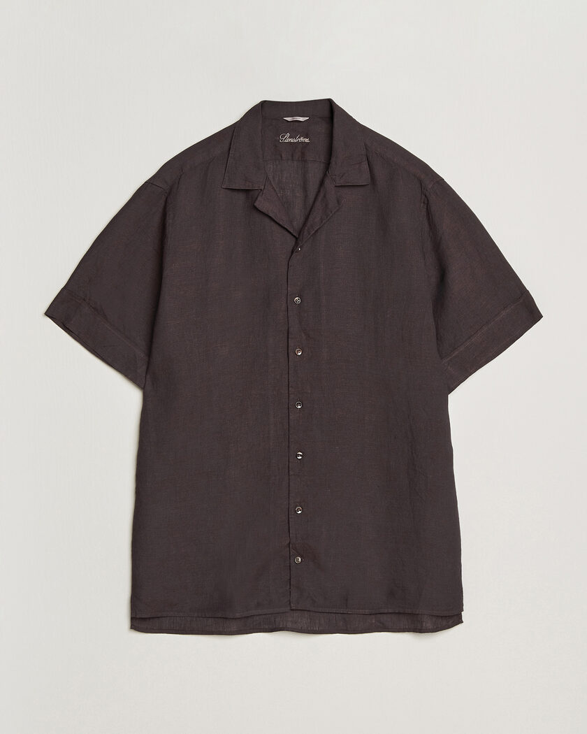 Stenströms Short Sleeve Linen Shirt Dark Brown – Brown