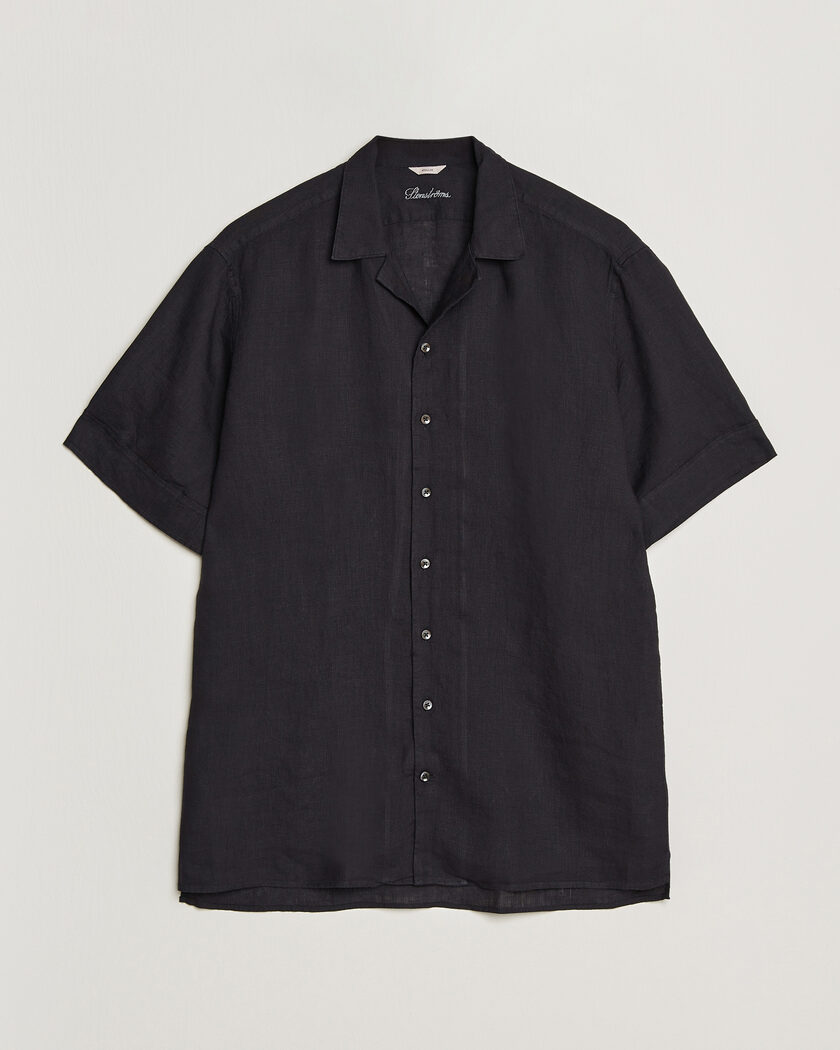 Stenströms Short Sleeve Linen Shirt Black – Black
