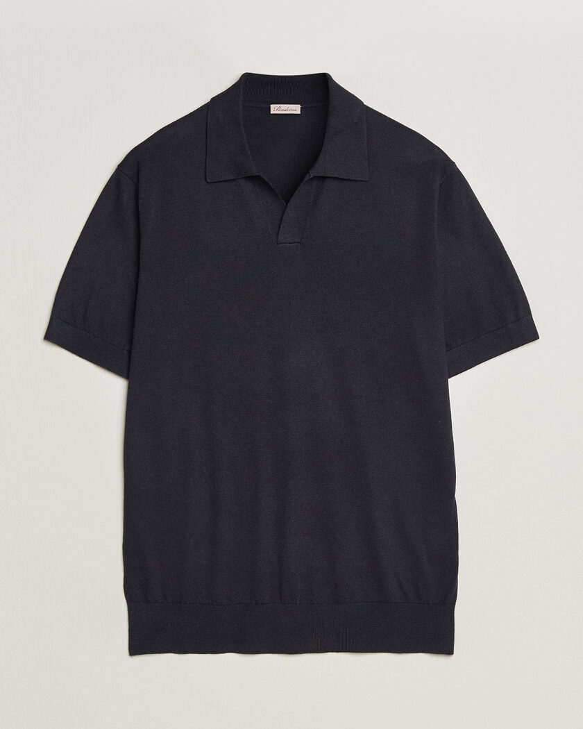 John Smedley Noah Open Collar Sea Island Polo French Navy at
