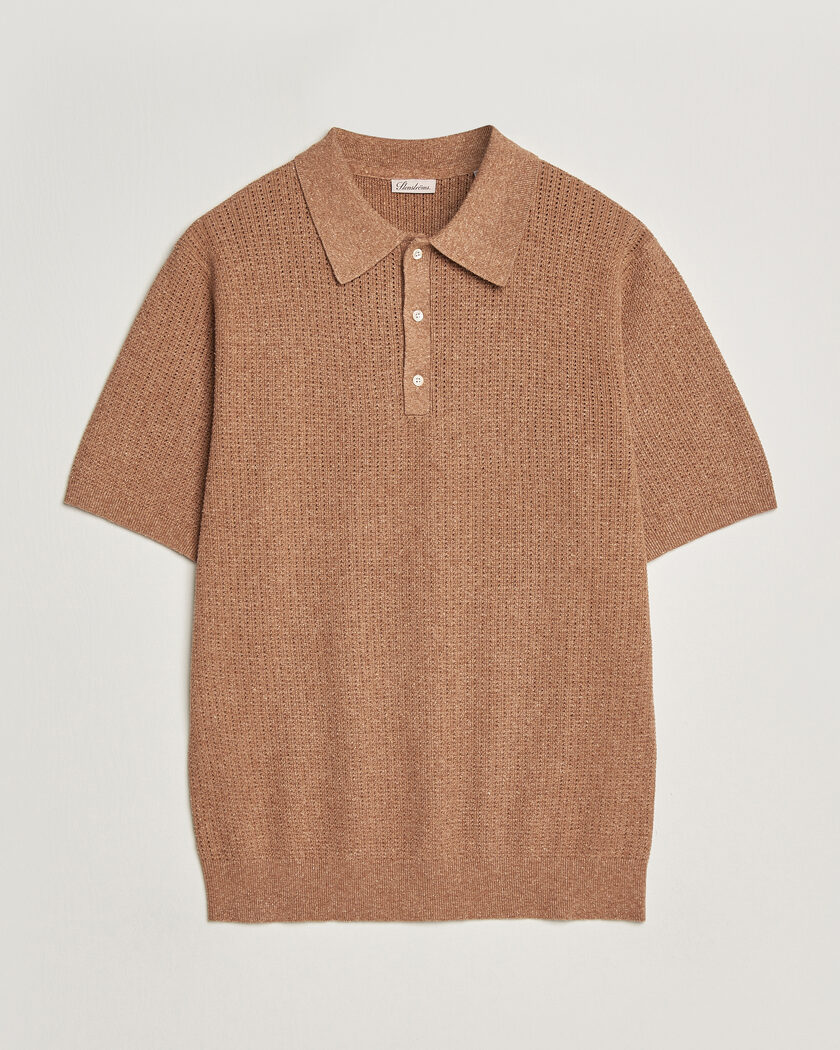 Gran Sasso Cable Knitted Contrast Polo Dark Brown at CareOfCarl.com