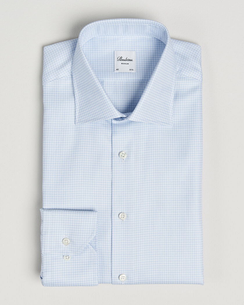 Stenströms Regular Fit Cotton Twill Double Cuff Shirt Blue at