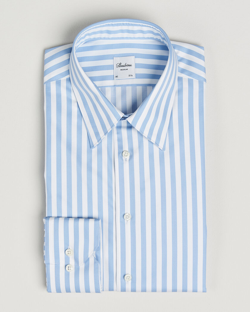 Stenströms Regular Fit Striped Pointed Collar Shirt Blue – Blue