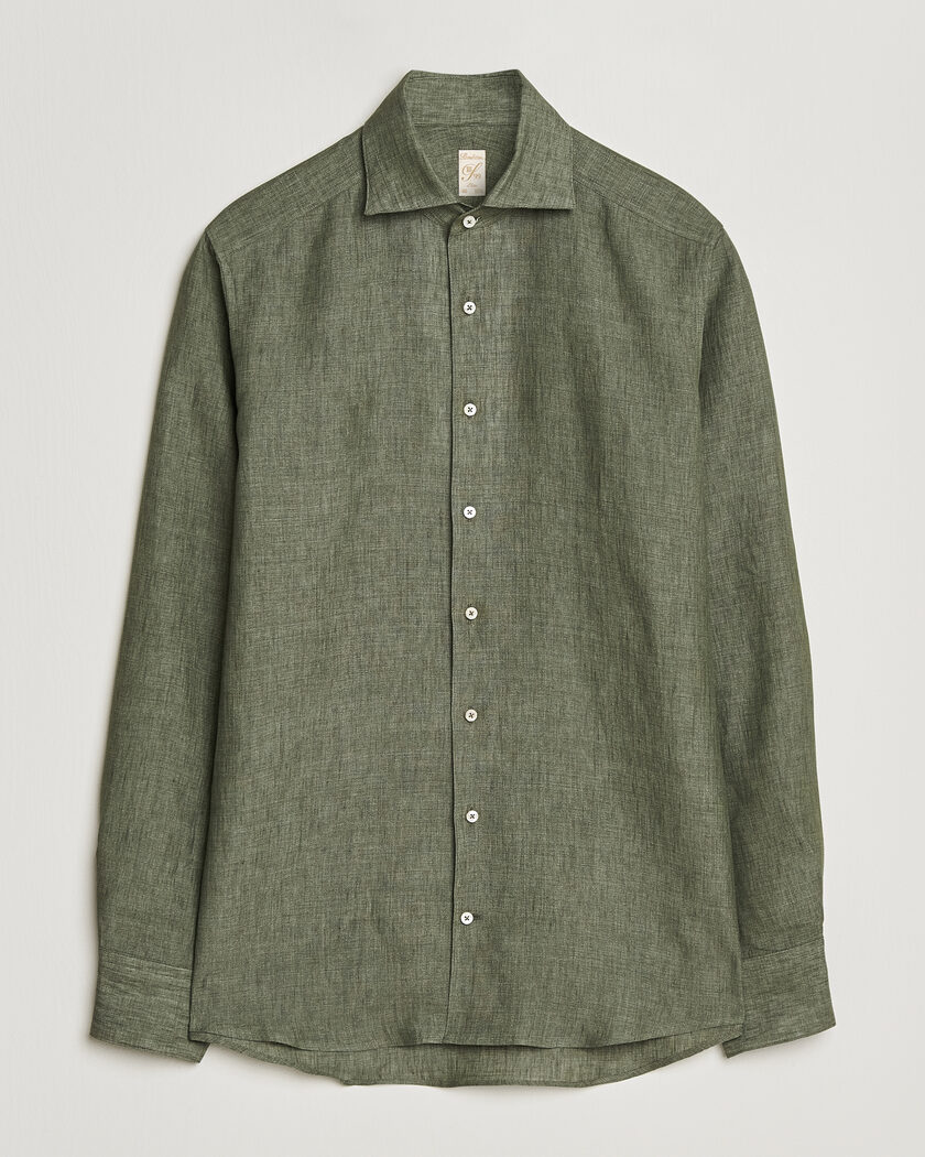 Stenströms 1899 Linen One Piece Collar Shirt Olive – Green