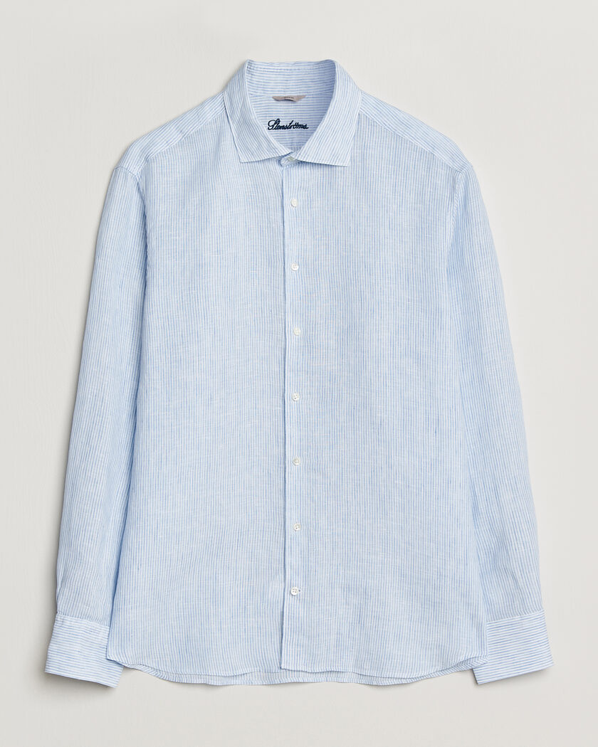 Stenströms Regular Fit Thin Striped Linen Shirt Light Blue – Blue