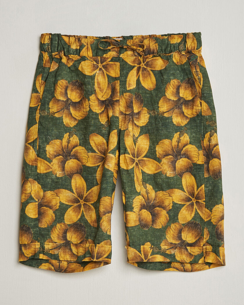 Stenströms Flower Printed Linen Shorts Green – Green