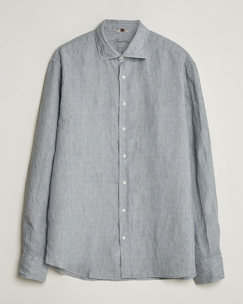 Stenströms Regular Fit Cut Away Linen Shirt Grey – Grey