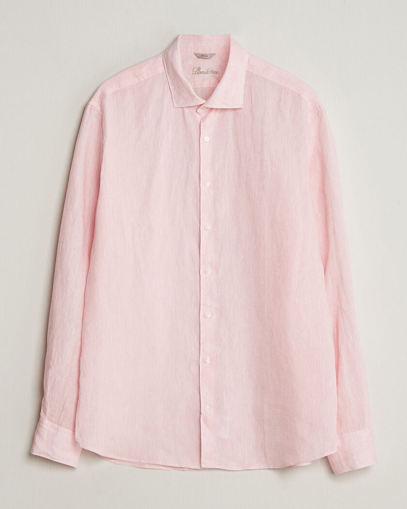 Stenströms Regular Fit Cut Away Linen Shirt Soft Pink – Pink