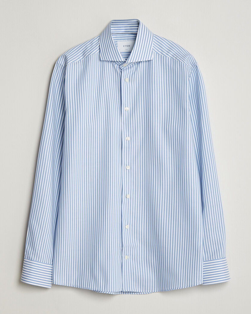 Eton Slim Fit Signature Oxford Striped Shirt Light Blue – Blue
