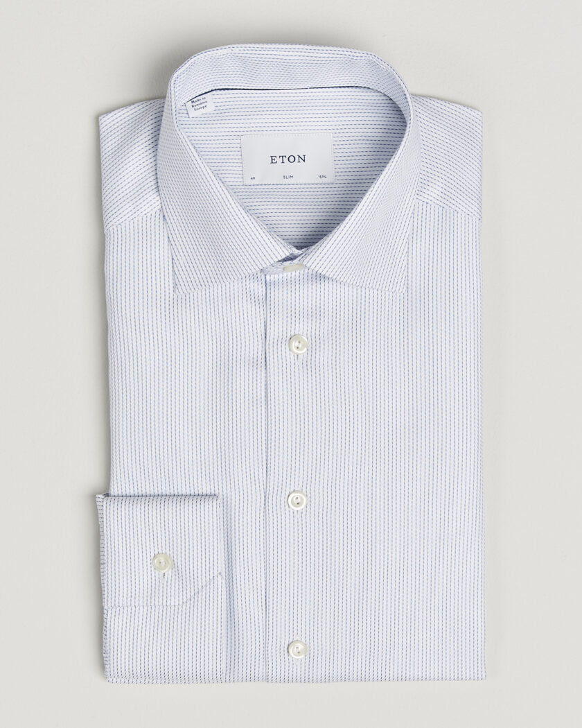 Eton Slim Fit Signature Twill Structured Shirt Light Blue – Blue