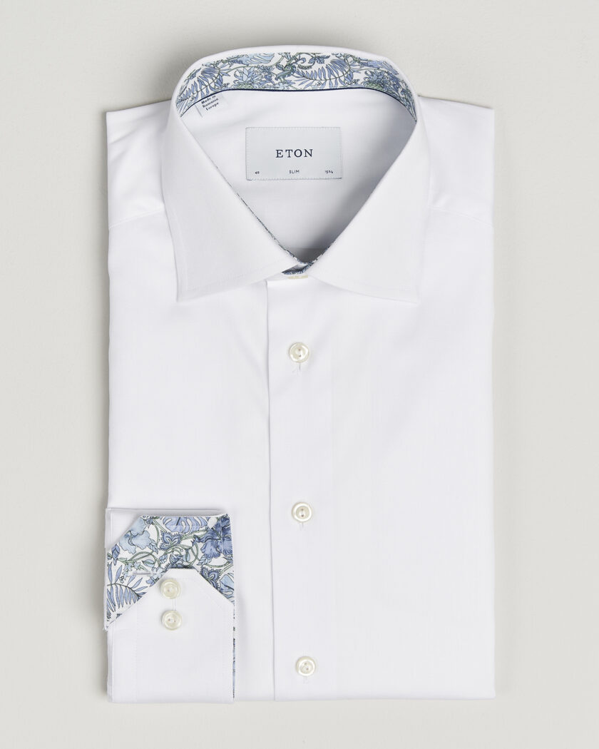 Eton Slim Fit Signature Twill Contrast Shirt White – White