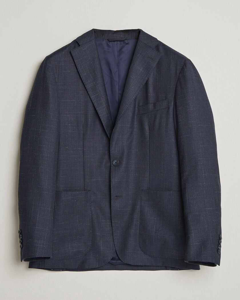Eton Wool Silk Soft Blazer Navy Blue – Blue
