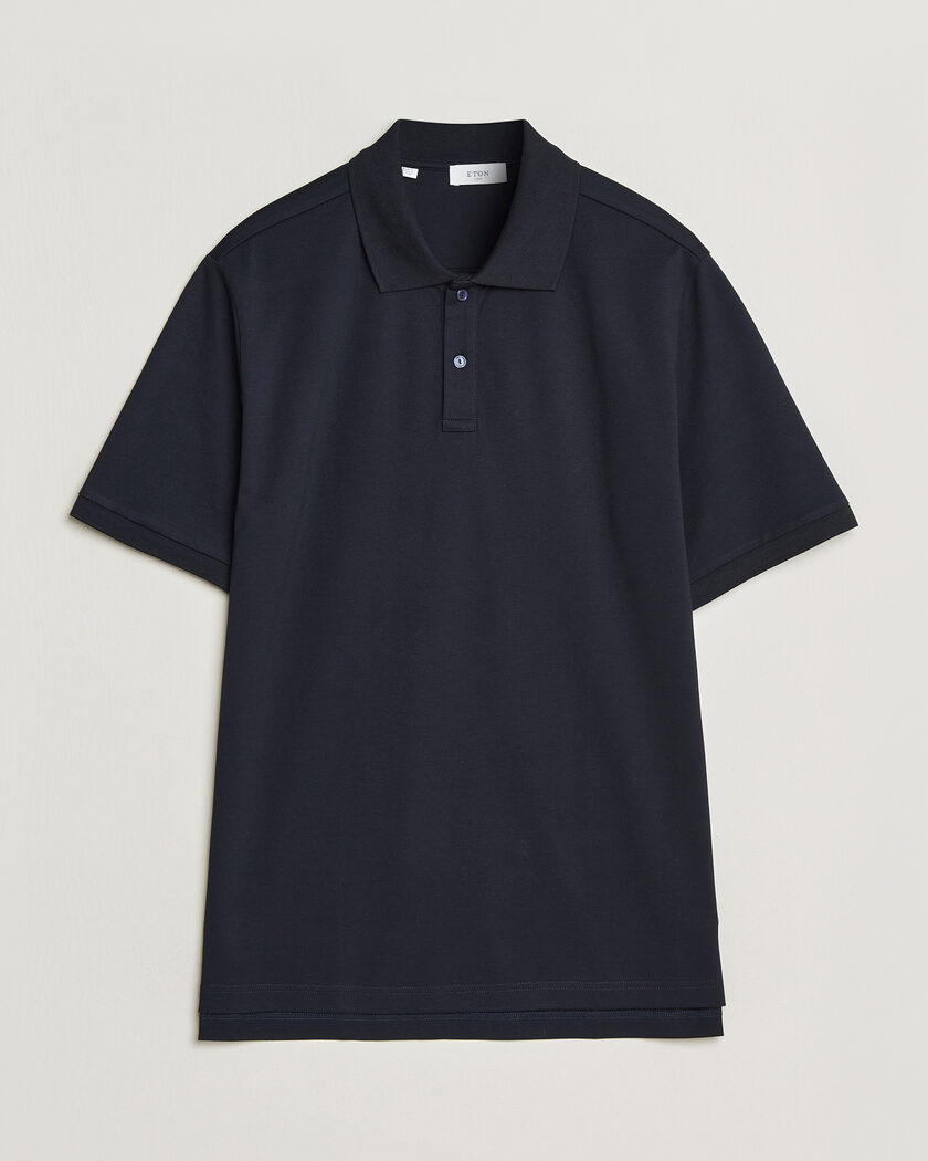 Sunspel Supima Cotton Short Sleeve Pique Polo Midnight Navy at