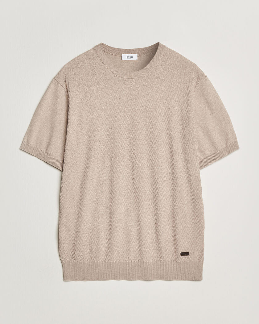 Gran Sasso Washed Knitted Linen T-Shirt Beige Melange at