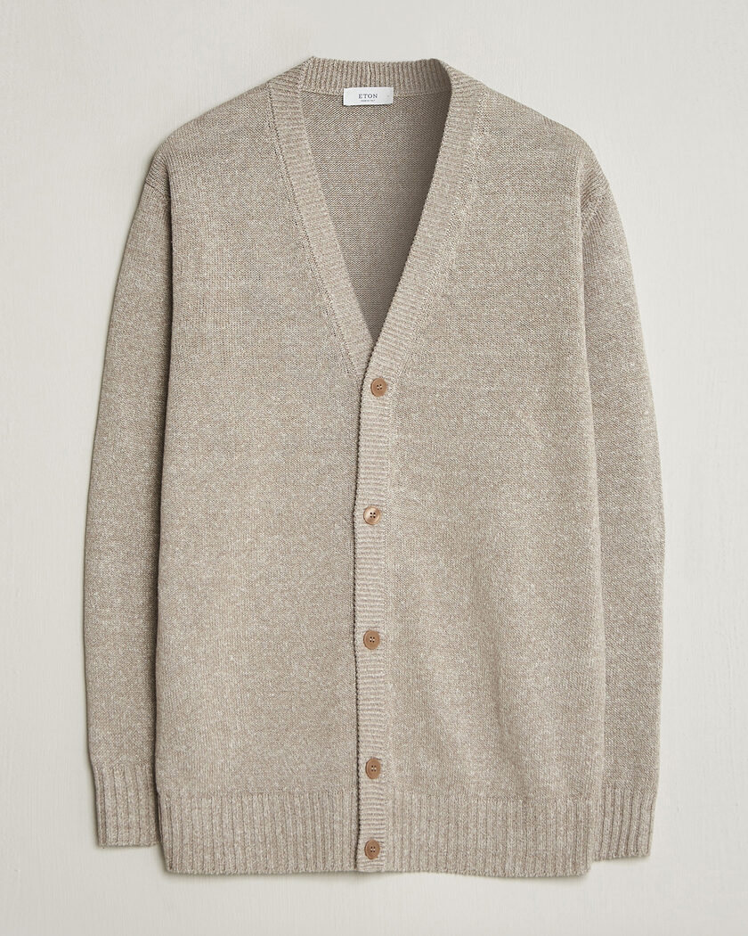 BEAMS PLUS Argyle Mesh Cardigan Light Beige at CareOfCarl.com