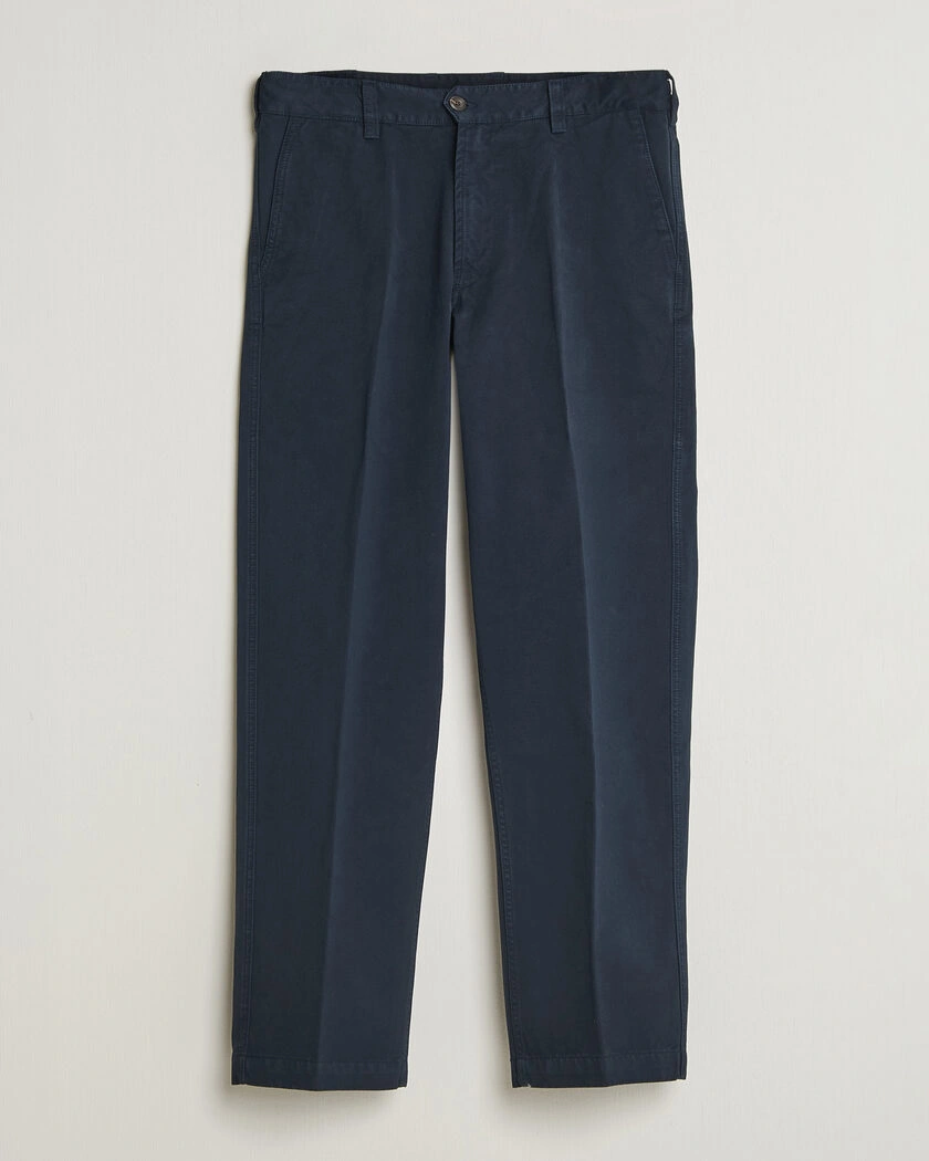Drake's Peached Flat Front Cotton Chino Navy – Blue